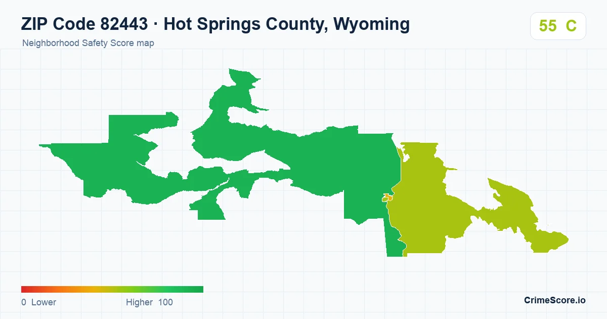 ZIP Code 82443 in Hot Springs County, Wyoming neighborhood Safety Score map