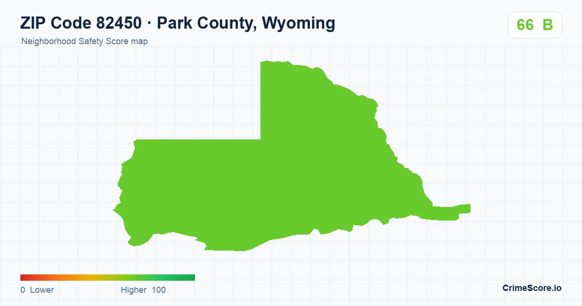 ZIP Code 82450 in Park County, Wyoming neighborhood Safety Score map
