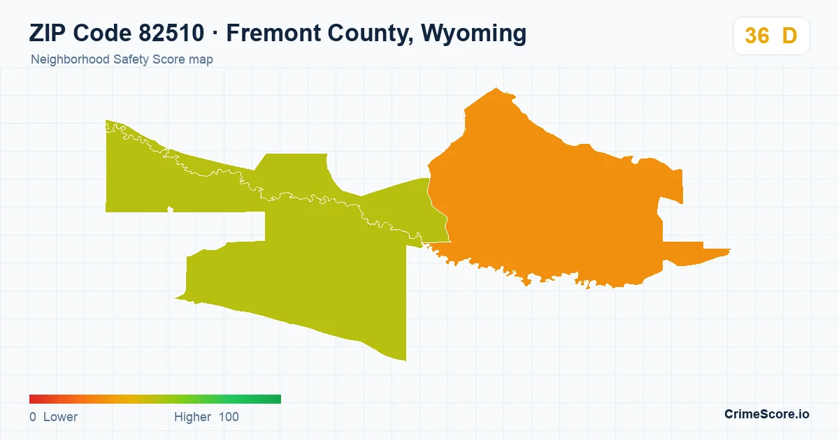 ZIP Code 82510 in Fremont County, Wyoming neighborhood Safety Score map