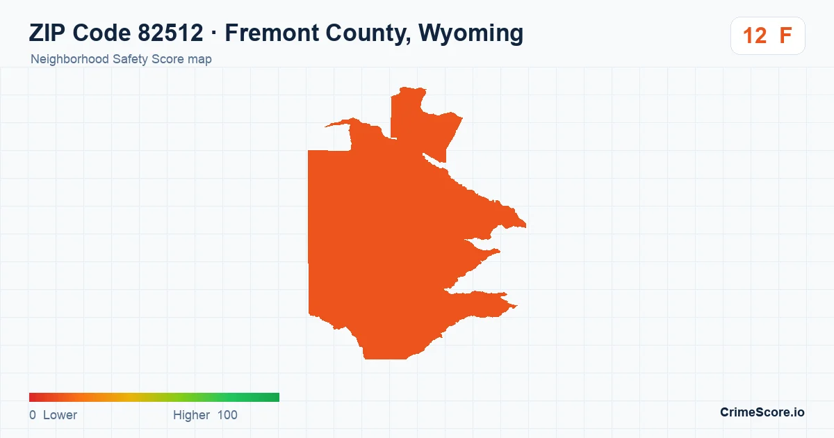 ZIP Code 82512 in Fremont County, Wyoming neighborhood Safety Score map
