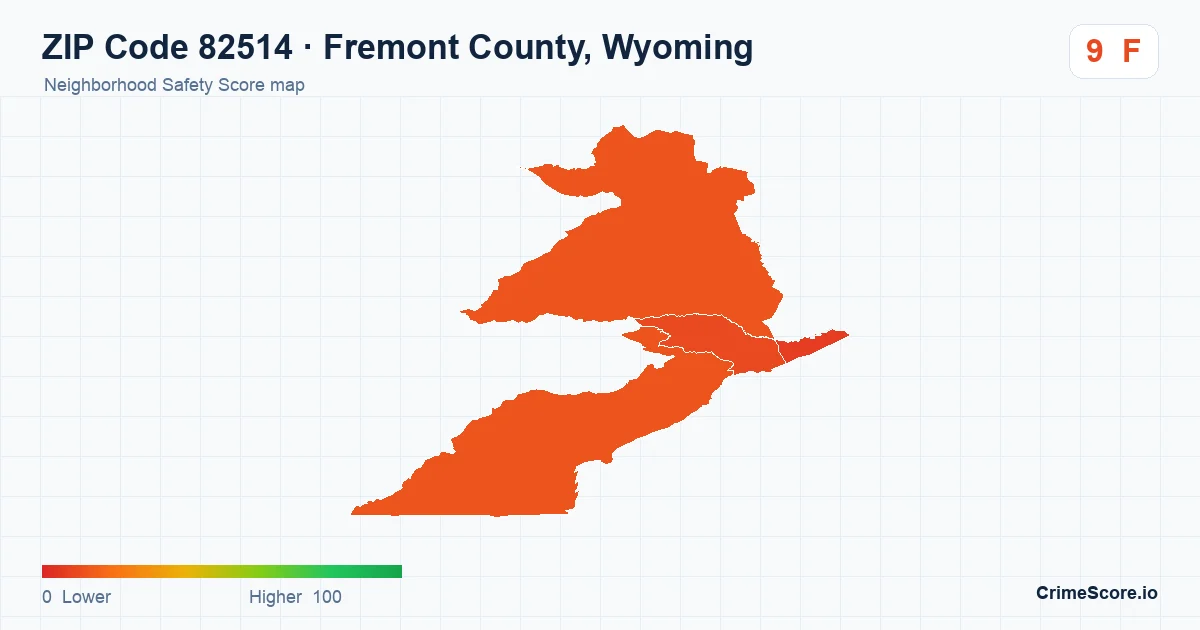 ZIP Code 82514 in Fremont County, Wyoming neighborhood Safety Score map