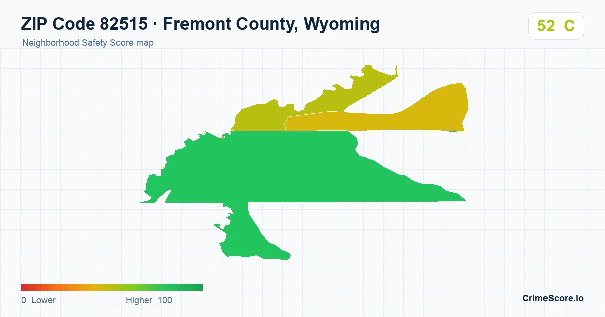 ZIP Code 82515 in Fremont County, Wyoming neighborhood Safety Score map