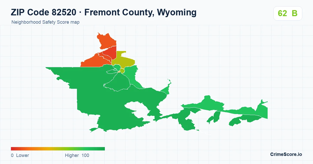 ZIP Code 82520 in Fremont County, Wyoming neighborhood Safety Score map