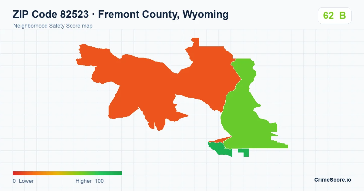 ZIP Code 82523 in Fremont County, Wyoming neighborhood Safety Score map