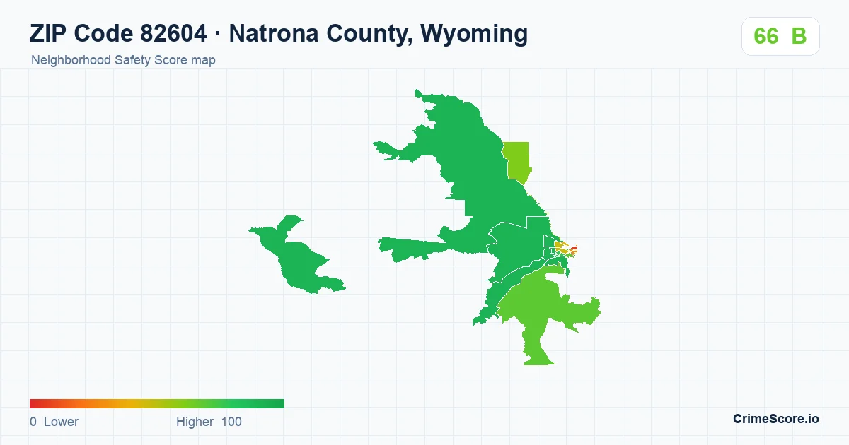 ZIP Code 82604 in Natrona County, Wyoming neighborhood Safety Score map