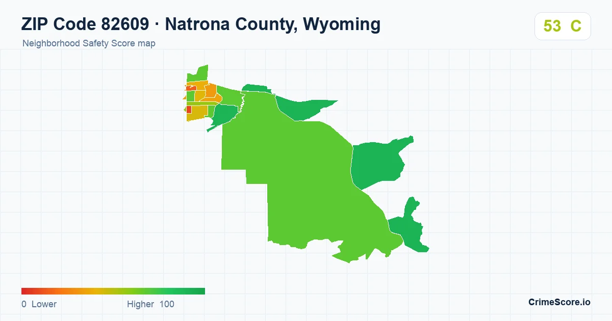ZIP Code 82609 in Natrona County, Wyoming neighborhood Safety Score map
