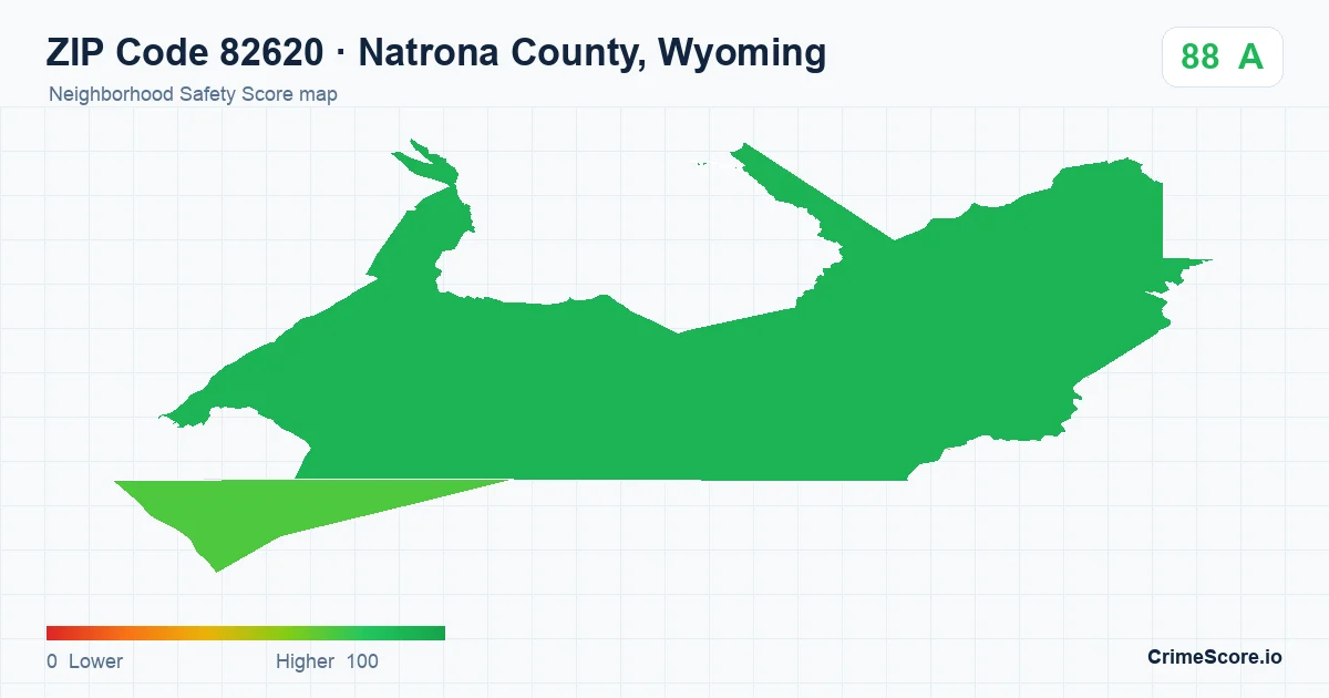 ZIP Code 82620 in Natrona County, Wyoming neighborhood Safety Score map