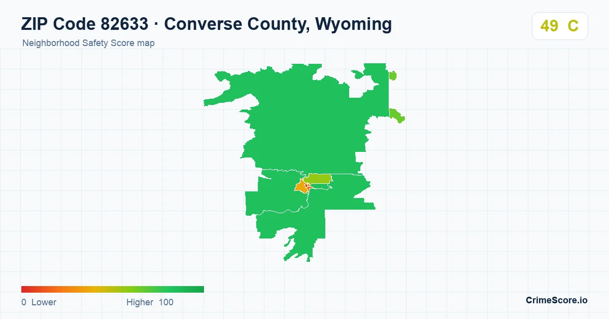 ZIP Code 82633 in Converse County, Wyoming neighborhood Safety Score map