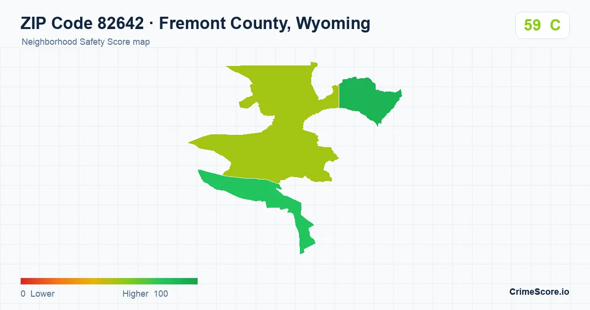 ZIP Code 82642 in Fremont County, Wyoming neighborhood Safety Score map