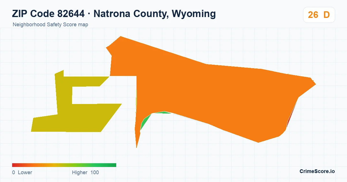 ZIP Code 82644 in Natrona County, Wyoming neighborhood Safety Score map