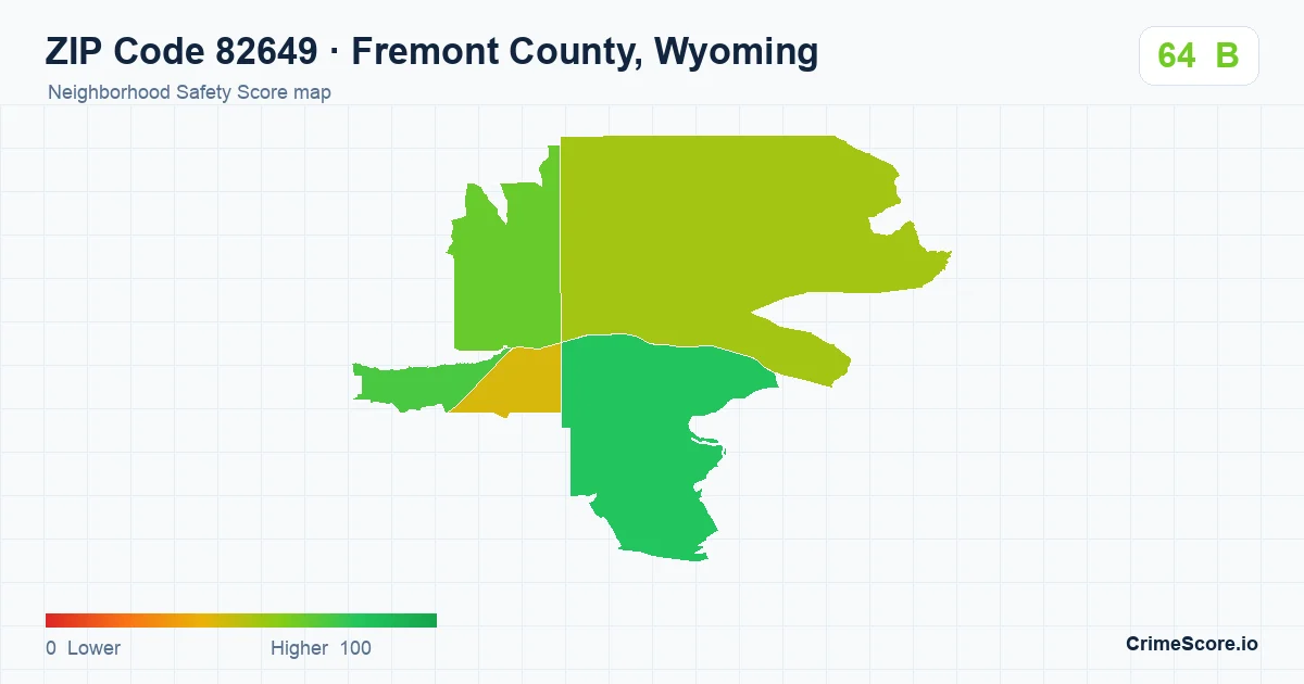 ZIP Code 82649 in Fremont County, Wyoming neighborhood Safety Score map