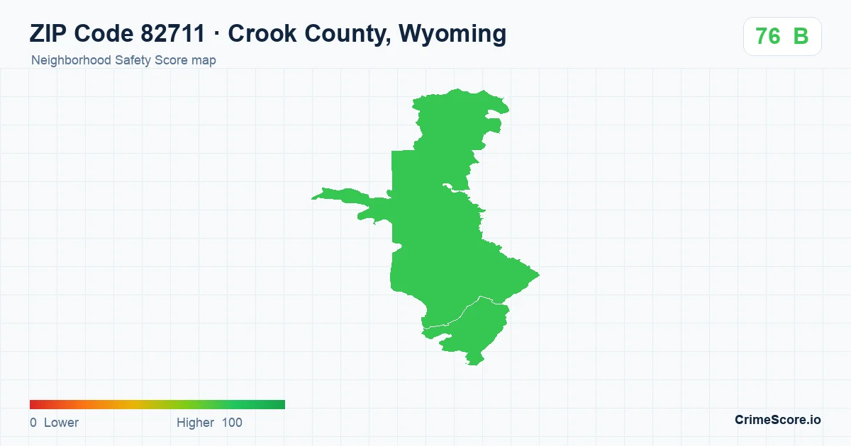 ZIP Code 82711 in Crook County, Wyoming neighborhood Safety Score map