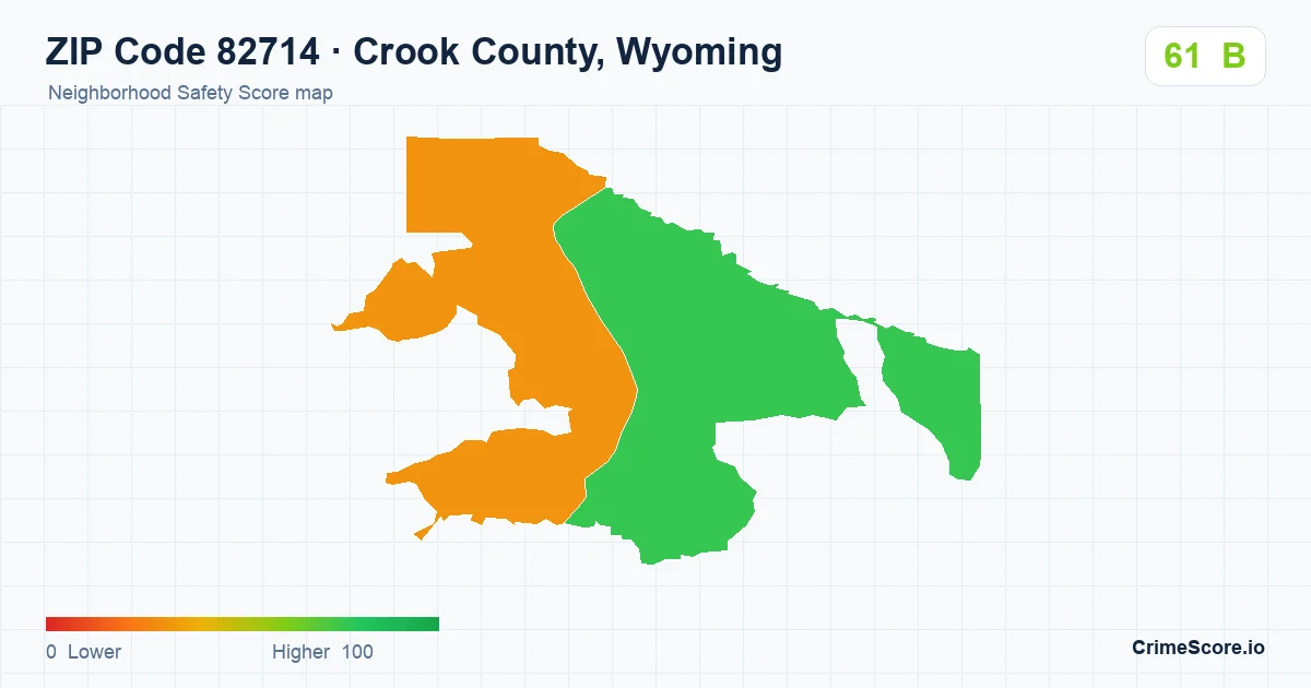 ZIP Code 82714 in Crook County, Wyoming neighborhood Safety Score map