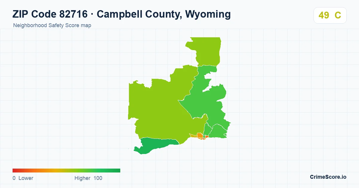 ZIP Code 82716 in Campbell County, Wyoming neighborhood Safety Score map