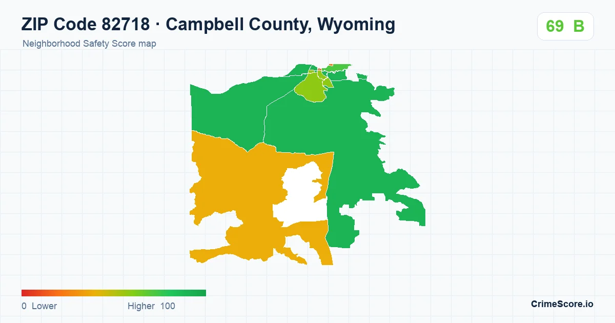 ZIP Code 82718 in Campbell County, Wyoming neighborhood Safety Score map