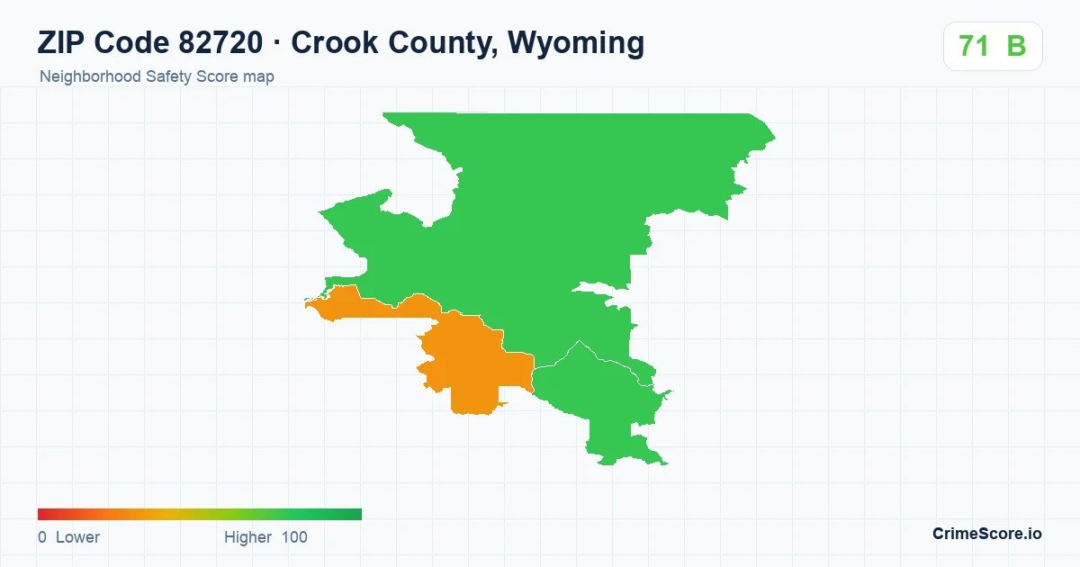 ZIP Code 82720 in Crook County, Wyoming neighborhood Safety Score map