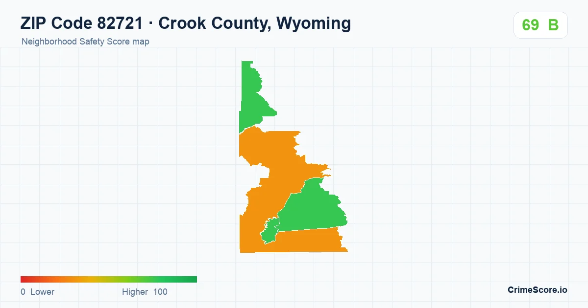ZIP Code 82721 in Crook County, Wyoming neighborhood Safety Score map