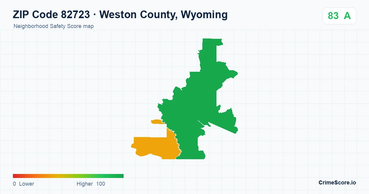 ZIP Code 82723 in Weston County, Wyoming neighborhood Safety Score map