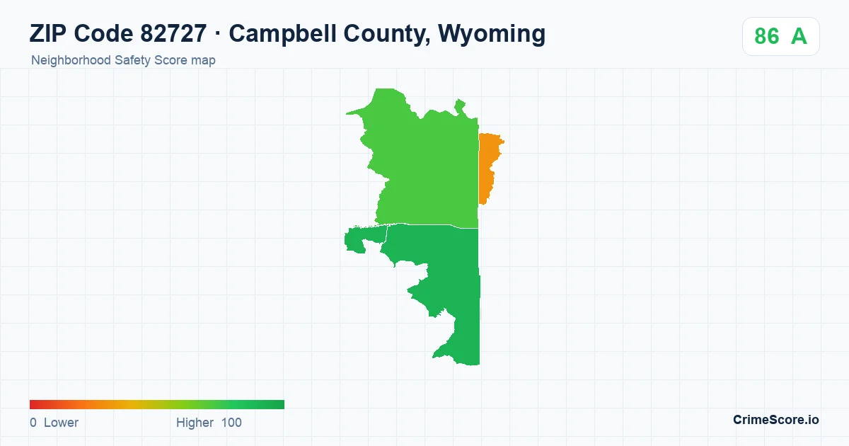 ZIP Code 82727 in Campbell County, Wyoming neighborhood Safety Score map