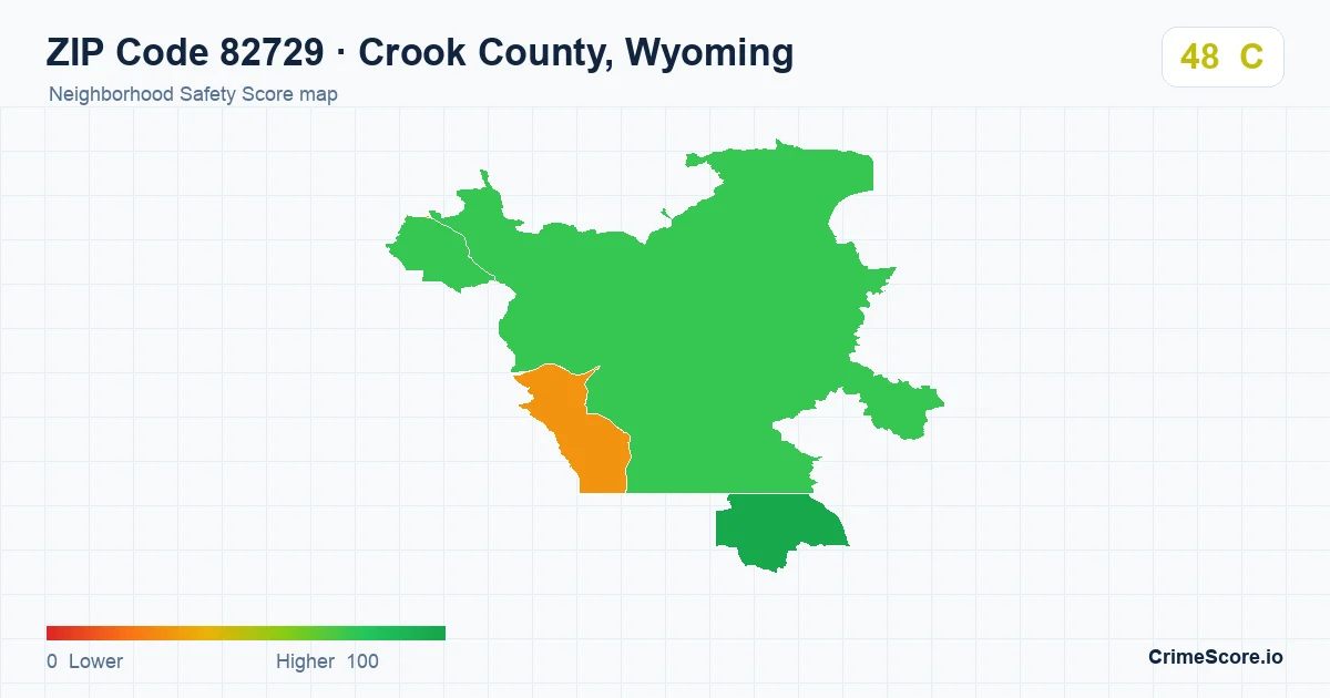 ZIP Code 82729 in Crook County, Wyoming neighborhood Safety Score map