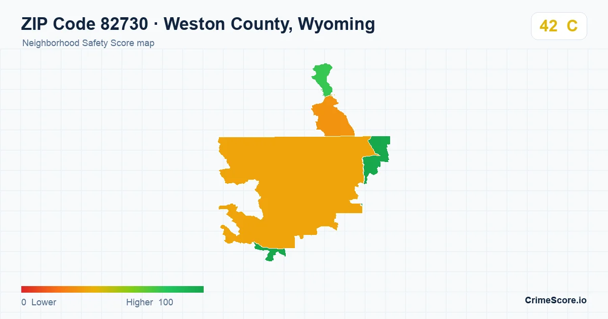 ZIP Code 82730 in Weston County, Wyoming neighborhood Safety Score map