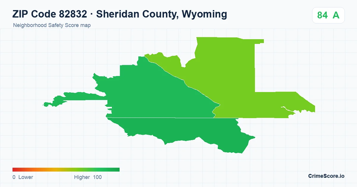 ZIP Code 82832 in Sheridan County, Wyoming neighborhood Safety Score map