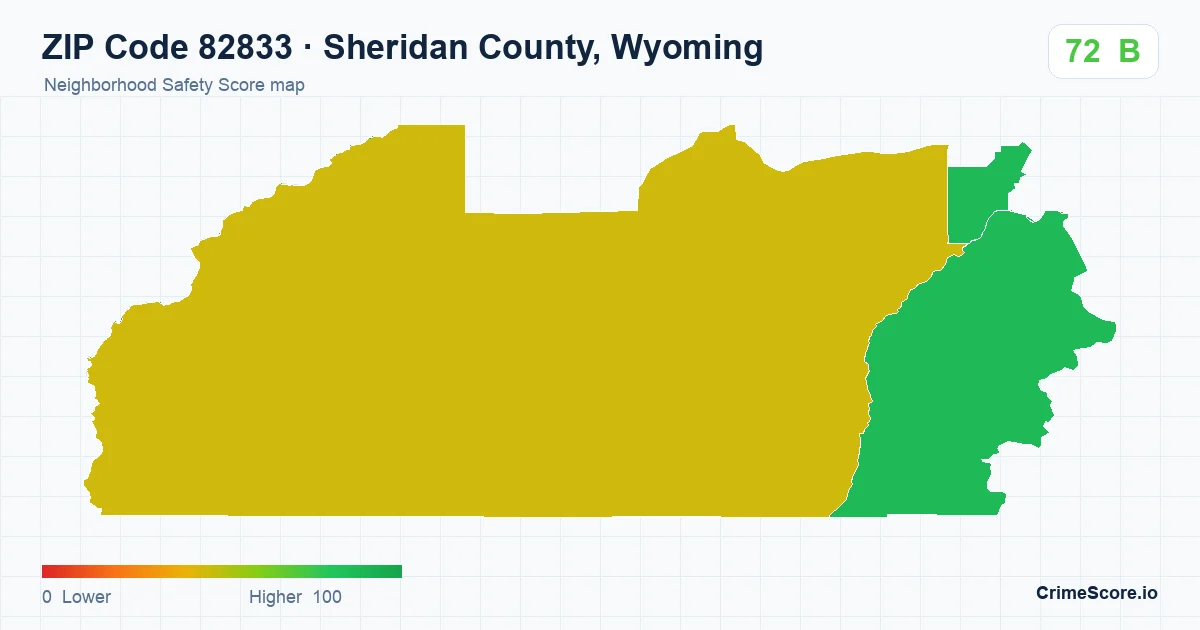 ZIP Code 82833 in Sheridan County, Wyoming neighborhood Safety Score map
