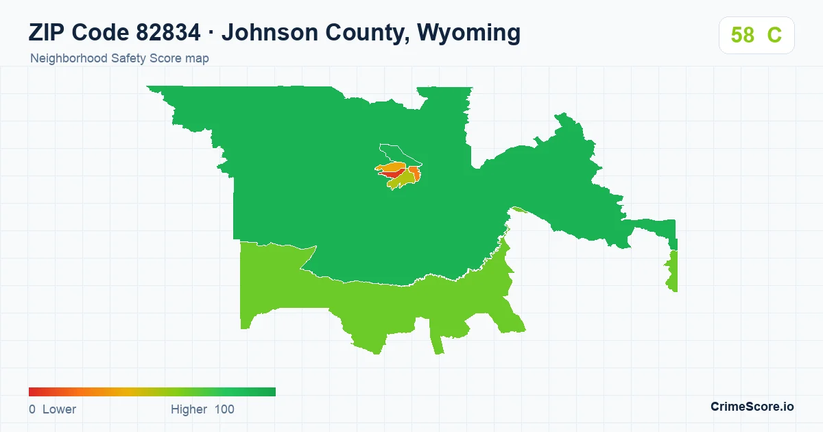 ZIP Code 82834 in Johnson County, Wyoming neighborhood Safety Score map