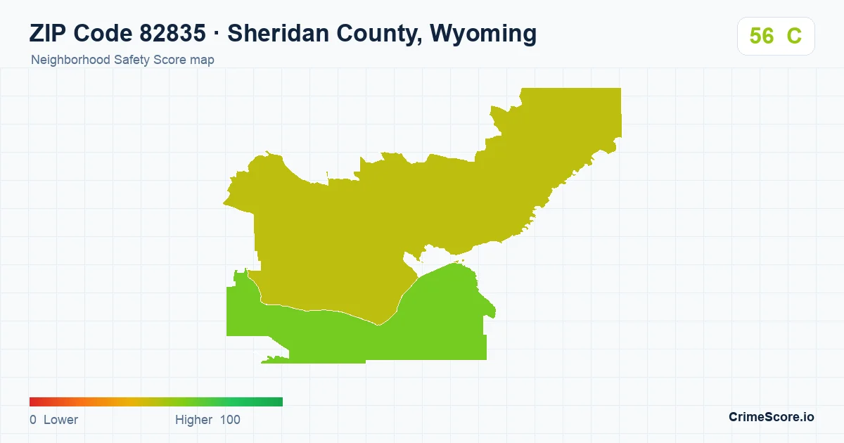 ZIP Code 82835 in Sheridan County, Wyoming neighborhood Safety Score map