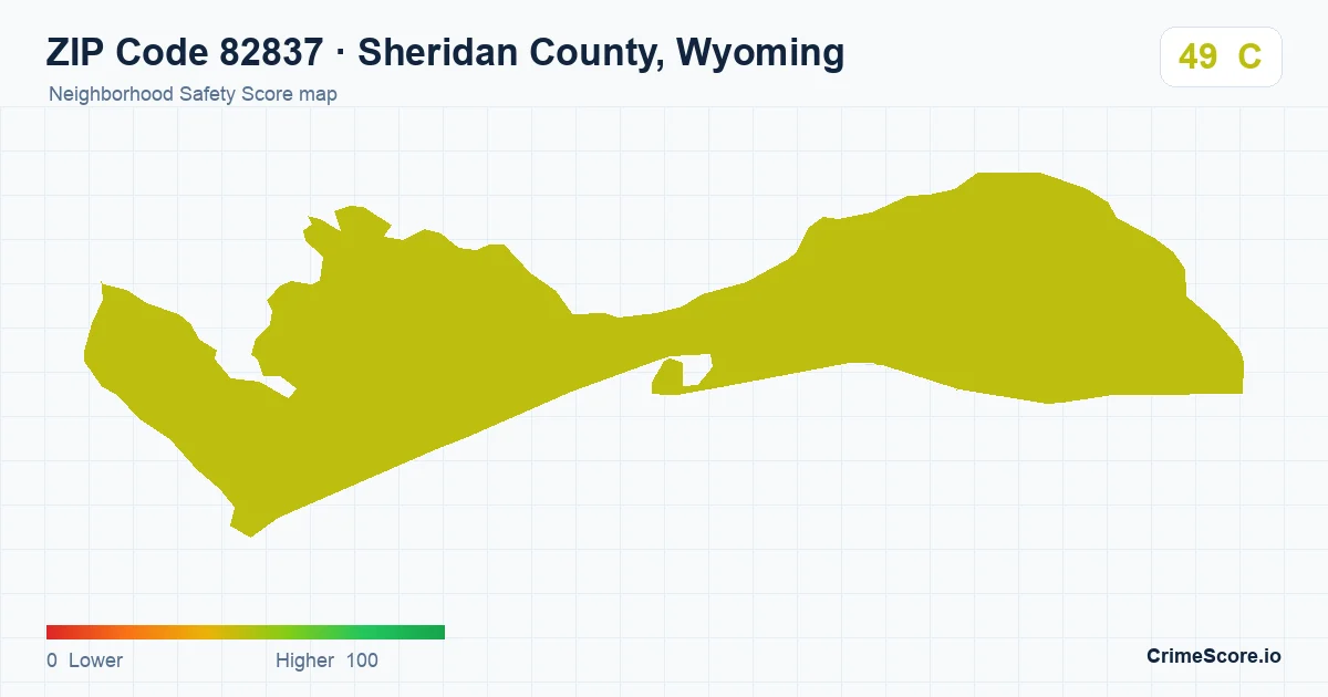 ZIP Code 82837 in Sheridan County, Wyoming neighborhood Safety Score map