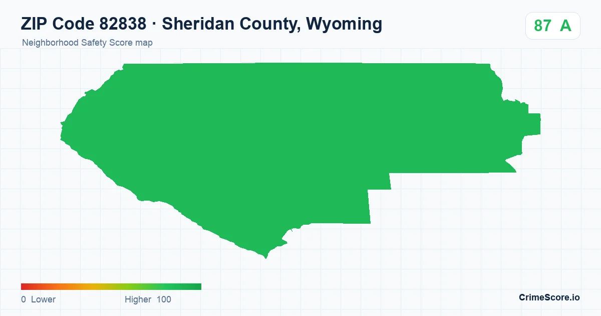 ZIP Code 82838 in Sheridan County, Wyoming neighborhood Safety Score map