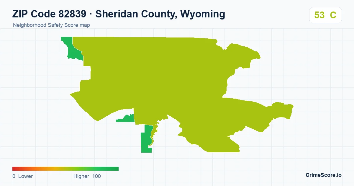 ZIP Code 82839 in Sheridan County, Wyoming neighborhood Safety Score map