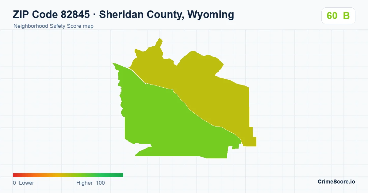 ZIP Code 82845 in Sheridan County, Wyoming neighborhood Safety Score map