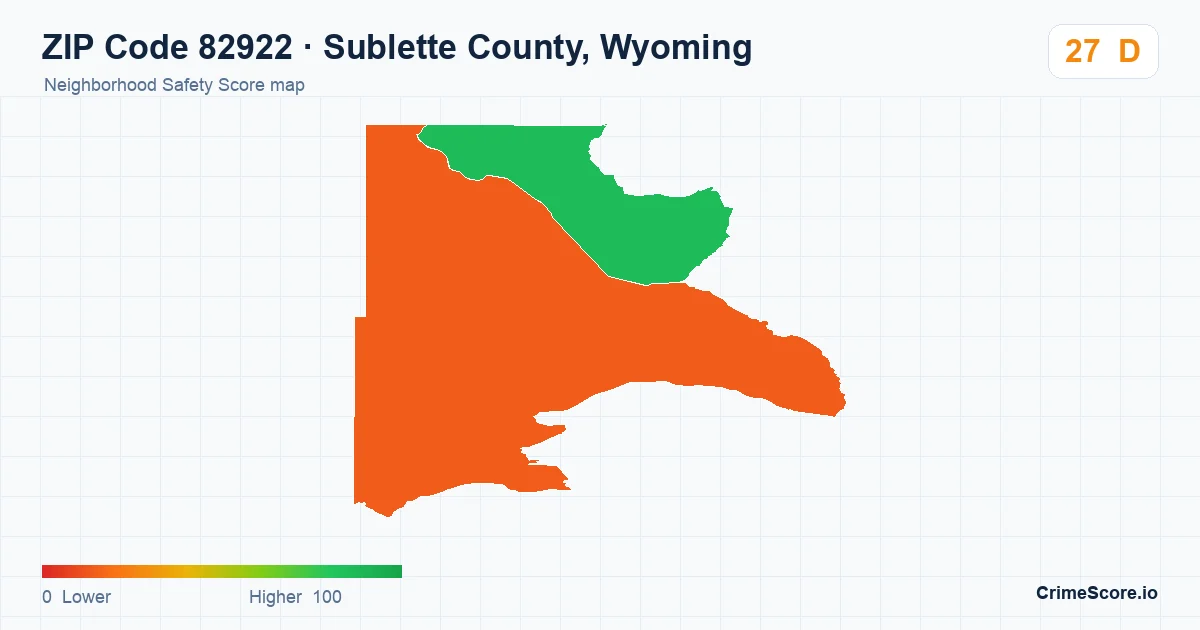 ZIP Code 82922 in Sublette County, Wyoming neighborhood Safety Score map