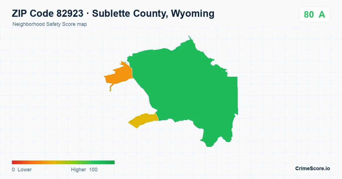 ZIP Code 82923 in Sublette County, Wyoming neighborhood Safety Score map