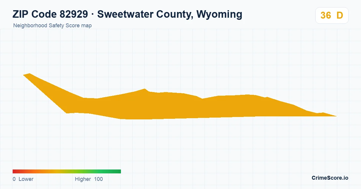 ZIP Code 82929 in Sweetwater County, Wyoming neighborhood Safety Score map