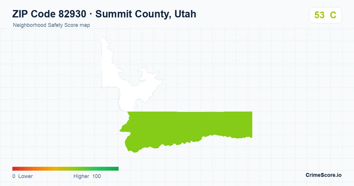ZIP Code 82930 in Summit County, Utah neighborhood Safety Score map