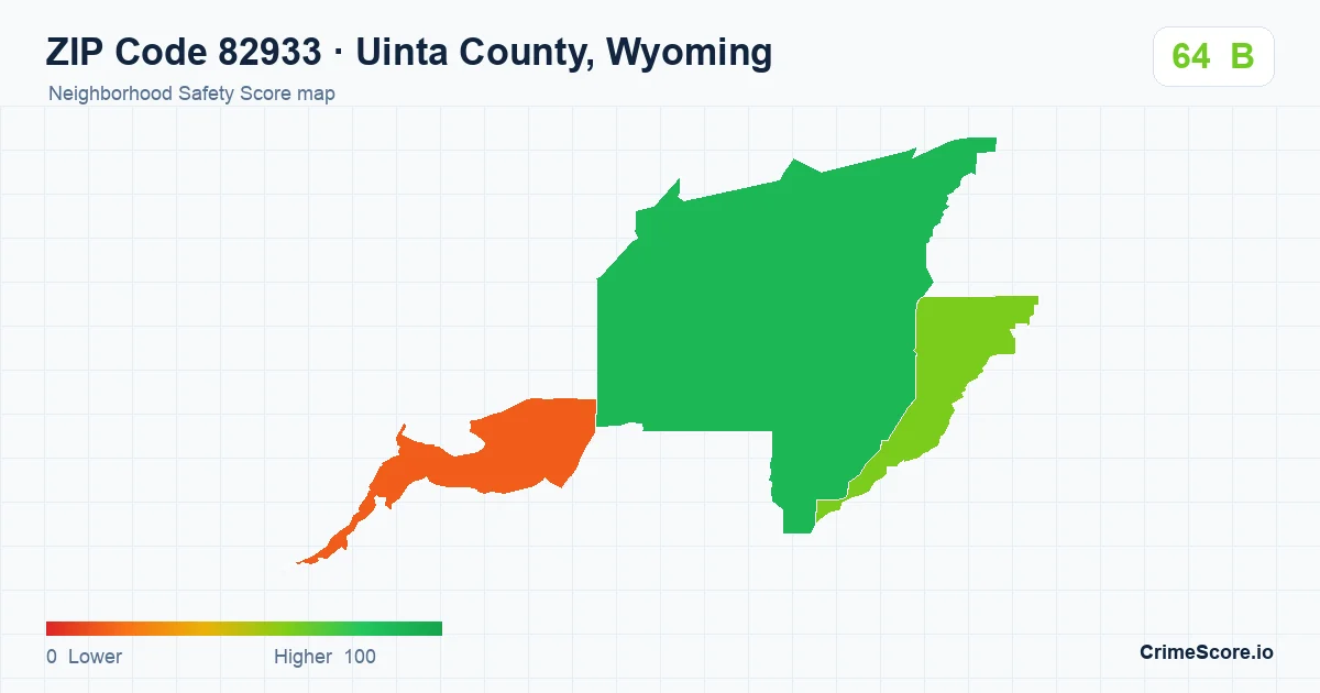 ZIP Code 82933 in Uinta County, Wyoming neighborhood Safety Score map