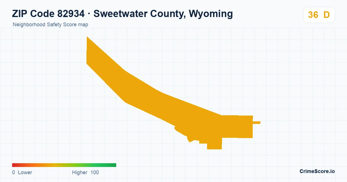 ZIP Code 82934 in Sweetwater County, Wyoming neighborhood Safety Score map