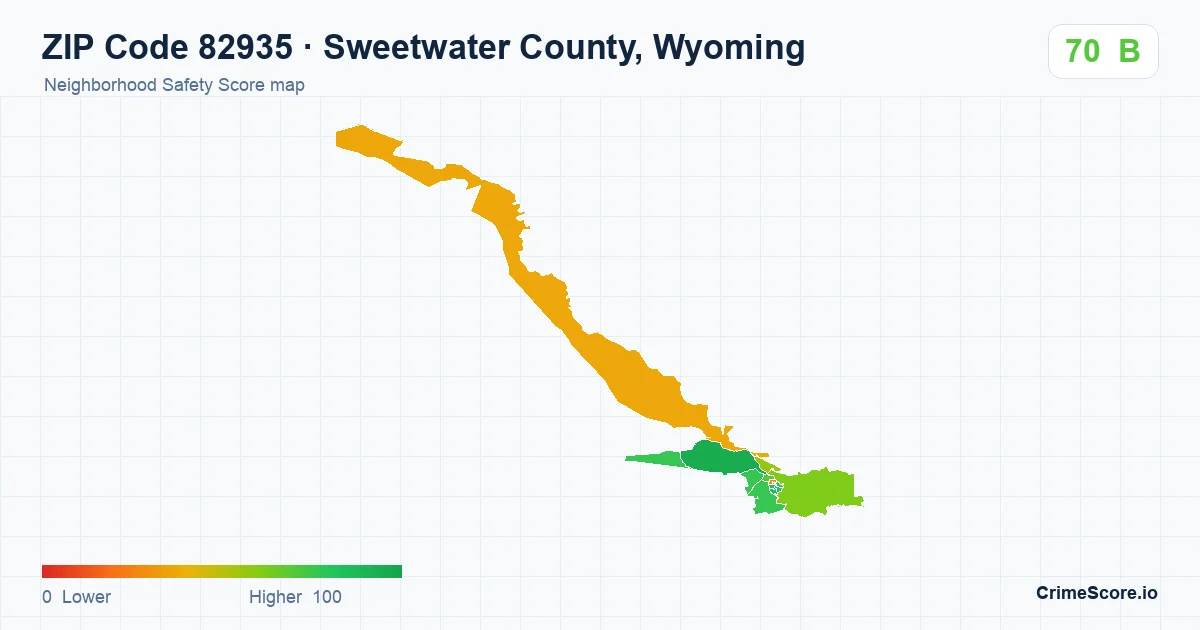 ZIP Code 82935 in Sweetwater County, Wyoming neighborhood Safety Score map