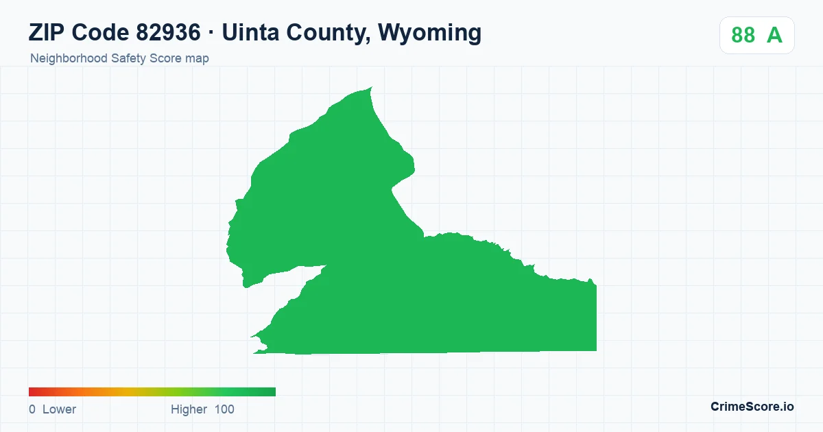 ZIP Code 82936 in Uinta County, Wyoming neighborhood Safety Score map
