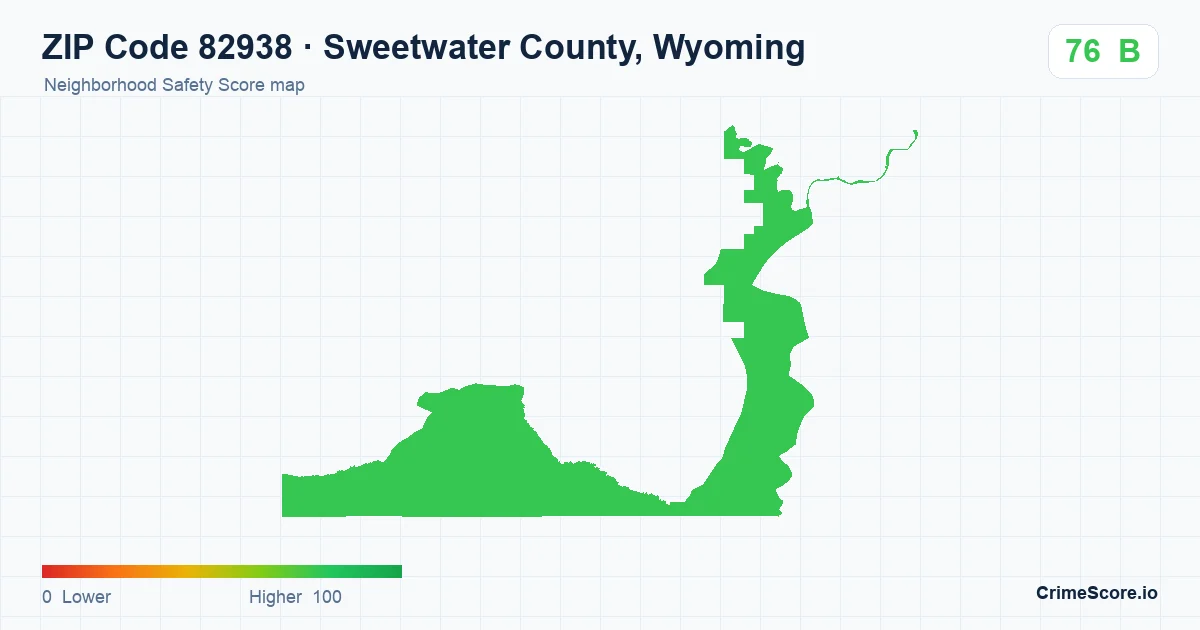 ZIP Code 82938 in Sweetwater County, Wyoming neighborhood Safety Score map