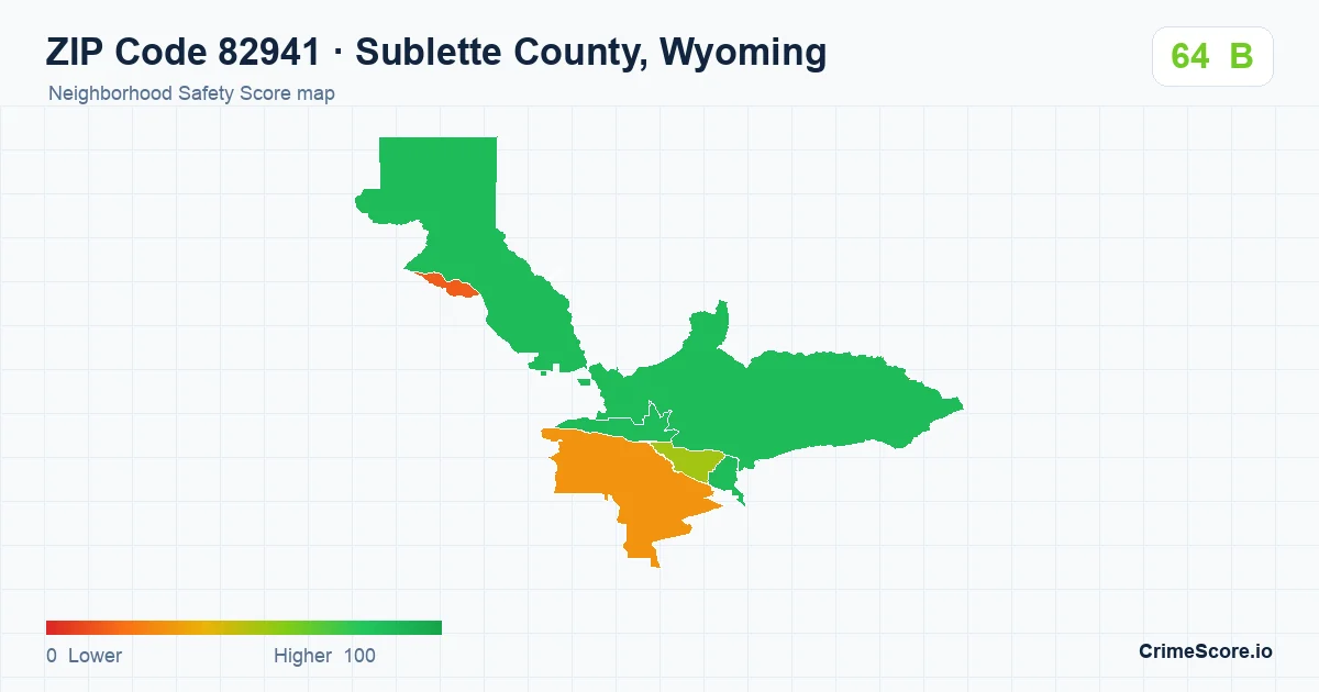 ZIP Code 82941 in Sublette County, Wyoming neighborhood Safety Score map