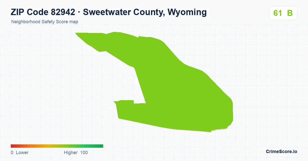 ZIP Code 82942 in Sweetwater County, Wyoming neighborhood Safety Score map