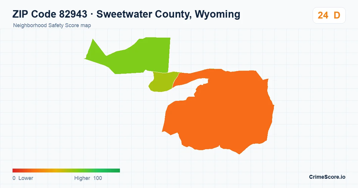 ZIP Code 82943 in Sweetwater County, Wyoming neighborhood Safety Score map
