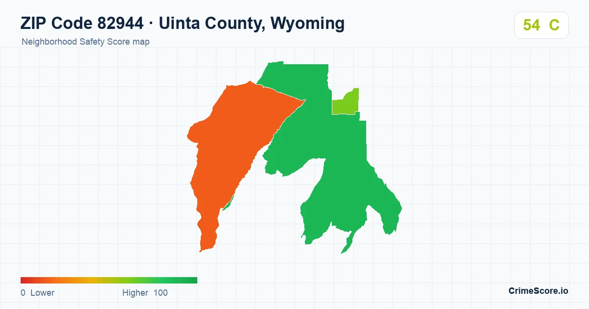 ZIP Code 82944 in Uinta County, Wyoming neighborhood Safety Score map