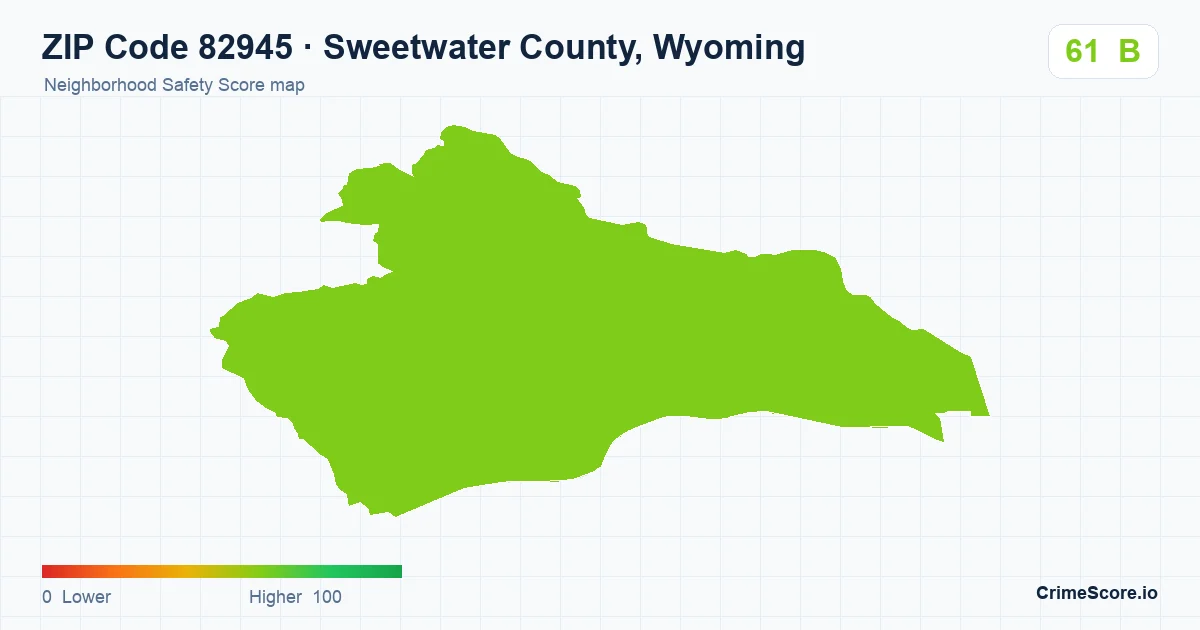 ZIP Code 82945 in Sweetwater County, Wyoming neighborhood Safety Score map