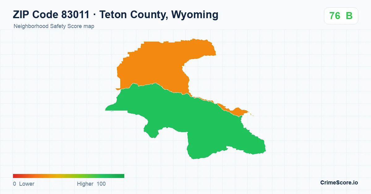 ZIP Code 83011 in Teton County, Wyoming neighborhood Safety Score map
