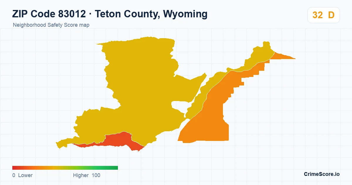 ZIP Code 83012 in Teton County, Wyoming neighborhood Safety Score map