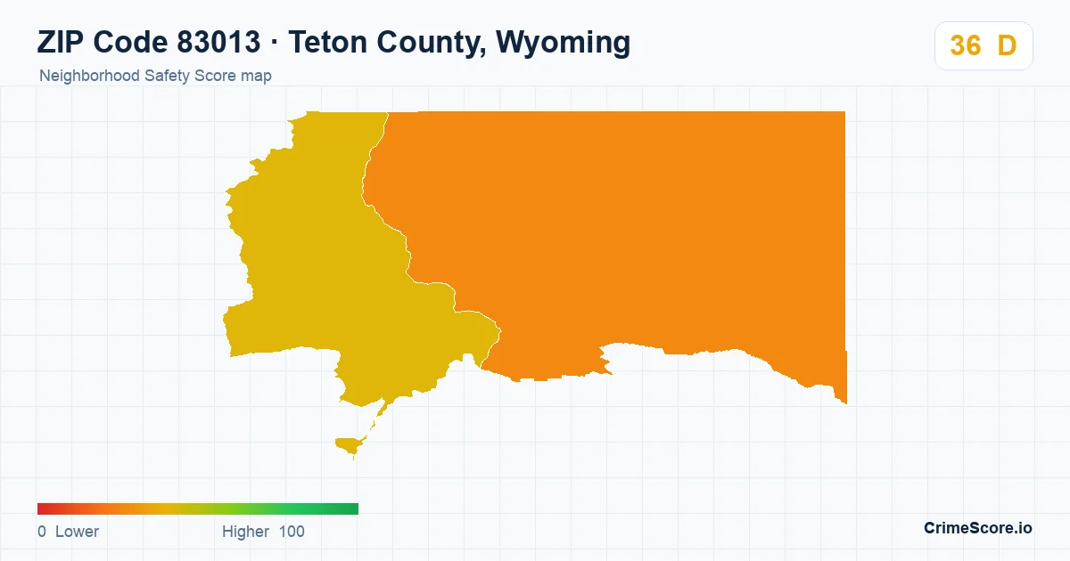 ZIP Code 83013 in Teton County, Wyoming neighborhood Safety Score map